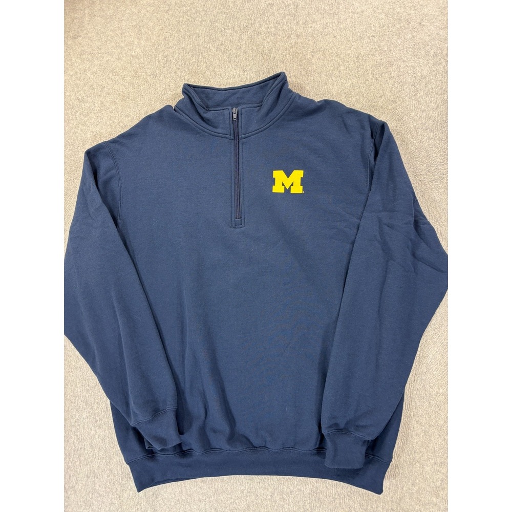 Michigan Wolverines 1/4 Zip Campus Screened Sweatshirt (Men's‎ XL) Blue